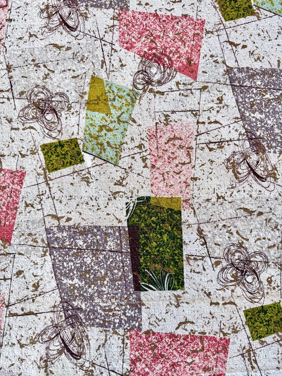 MCM 50s Abstract Geometric Color Block Barkcloth- Pillow Size Remnants, 9 Panels Available