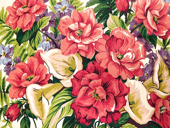 Beautiful Bouquets Hollywood Glam 1940s Floral Fabric/ Cotton Yardage/ 36"W x 63"L