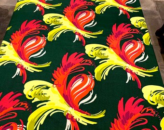 1950s Baumrindenstoff: Eames Ära Abstrakt Floral Acetat Rest (47B x 41"L)