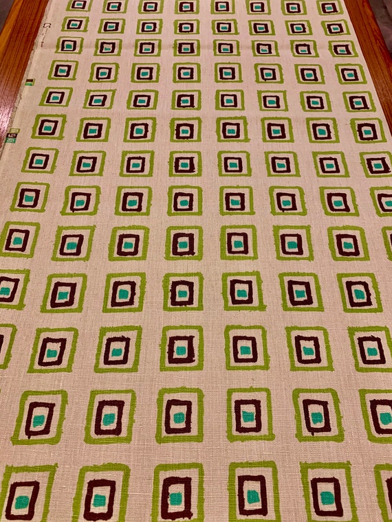 Retired Chris Stone Geometric Barkcloth Fabric with a Mid Century Mod Vibe for Upholstery and  Home Decor/ BTY 6 Yards Available