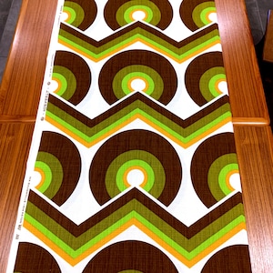 70s Geometric Barkcloth Fabric: Cotton Rayon Op Art Design