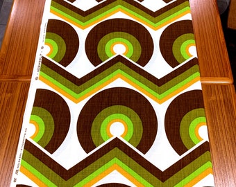 70s Geometrisches Baumrindentuch Stoff: Baumwolle Viskose Op Art Design