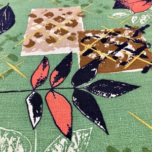 Wild Stylized Atomic 50s Leaf Motif Barkcloth Fabric/ Eames Era Chic Cotton Yardage for Upholstery and Home Decor/ 6 Yards available