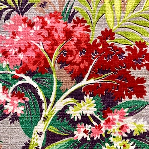 Fab 1940s Summer Floral True Vintage Barkcloth Fabric/ Cotton Yardage for Upholstery and Home Decor/NOS/ 46"W x 87"L & 47"W X 33"L