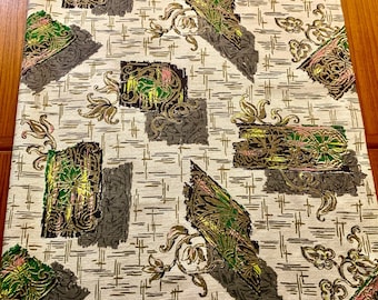 Mid Century Modern Rindentuch: Abstrakte Florale Baumwolle Stoff Meterware