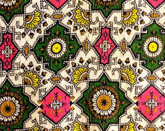 Tela de corteza de los años 50: Tela de algodón con estampado geométrico abstracto de mediados de siglo, estilo mod.