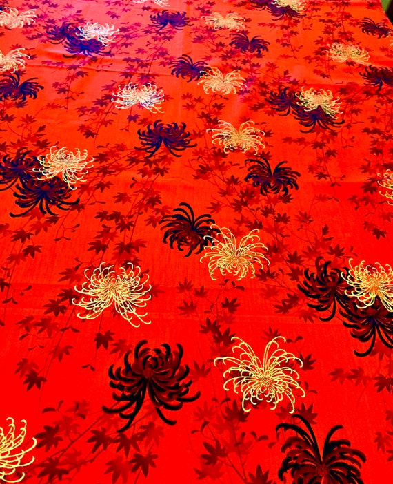 1950s Vintage Cotton Fabric Yardage - Floral Fireworks with a Holiday Vibe - Christmas Home Decor and Apparel - 3 Yards Available