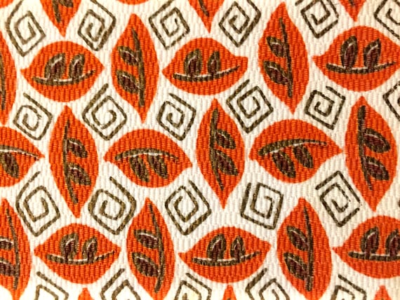 Groovy 70s Fabric with a Graphic Falling Leaf Motif// Cotton Yardage for Upholstery and Home Decor BTY 4 Yards