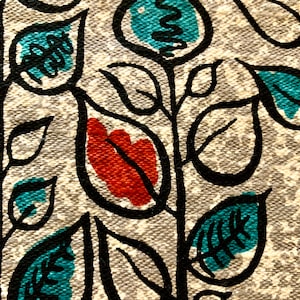 Tela de corteza de árbol con motivo de hojas trepadoras vintage de los años 60/rollos de algodón para tapicería y decoración bohemia/BTY 11 yardas