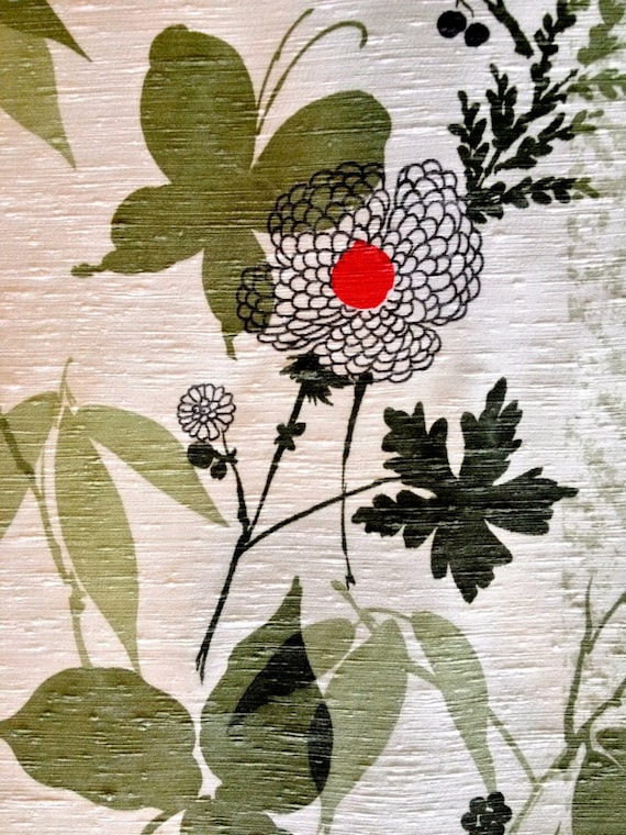 Fun Flowers and Butterflies Mid Century Fabric/ Acetate Yardage for Upholstery and Home Decor/ 4 Panels Available-44"W x 96"L