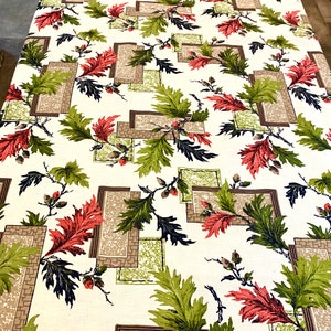 Tela de corteza de árbol de bellotas y follaje de MCM vintage de los años 50/rollos de algodón para decoración del hogar y tapicería/9 yardas disponibles