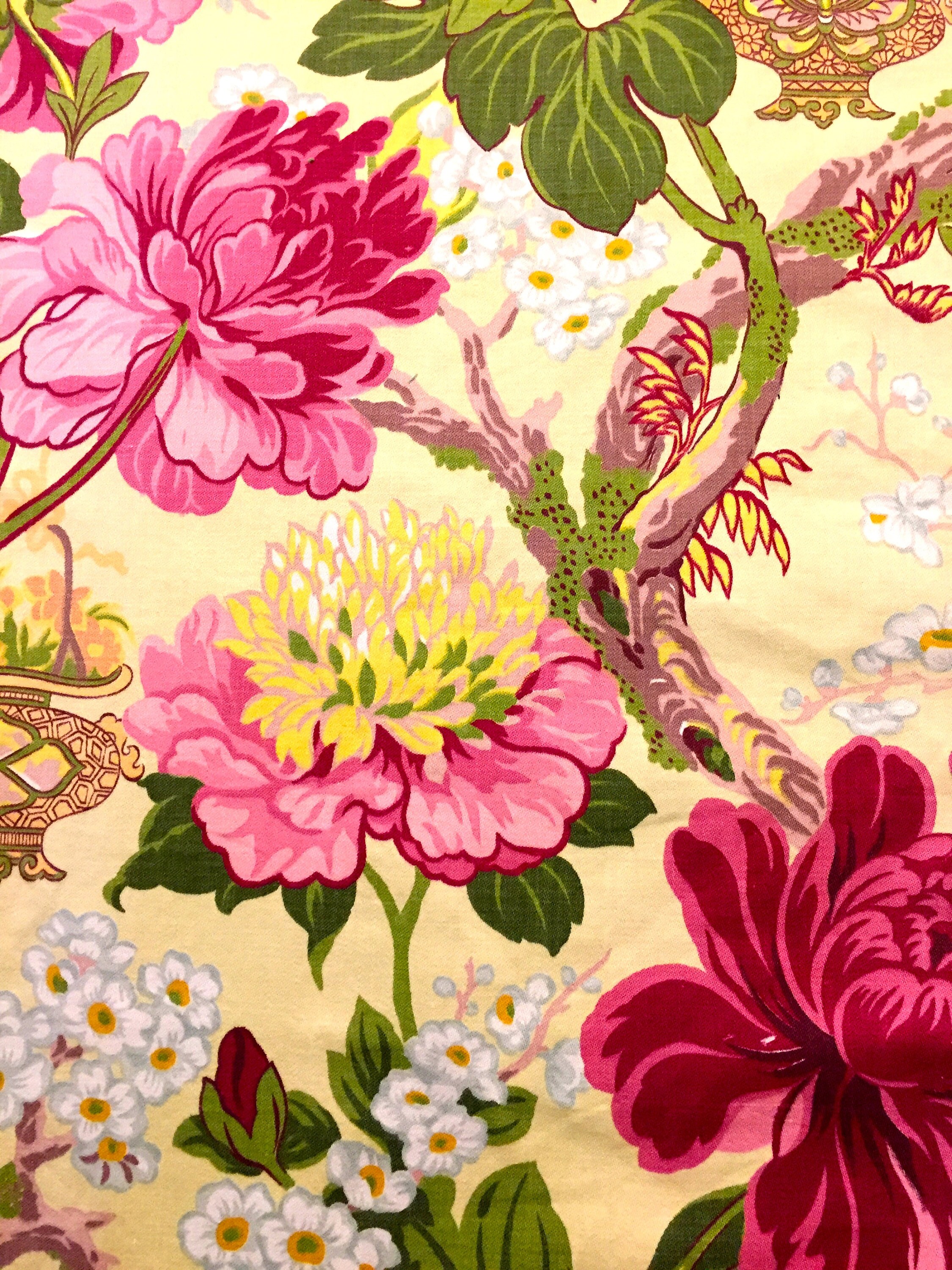 Romantic 40s Hollywood Glam Era Floral Fabric with an Asian Inspired