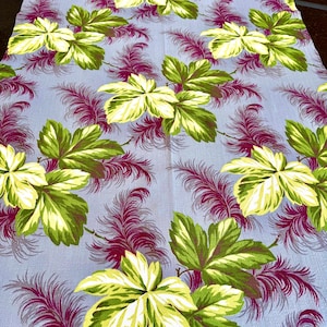 Vibrant 1940s Feather Ferns and Foliage Barkcloth Fabric - Vintage Cotton Yardage for Upholstery and Home Decor/ 3 panels available