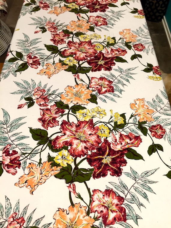 Extraordinary 1940s Lily Floral Barkcloth/ Hollywood Regency Era/ Cotton Yardage for Upholstery andHome Decor/ 20 Yards Available