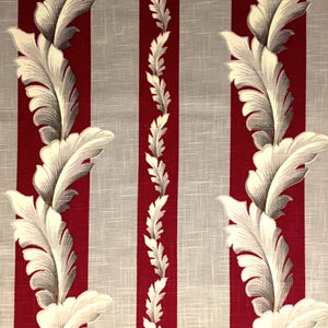 Magnificent Miami Beach Art Deco Barkcloth Fabric/ Stylized Acanthus Leaves/ Cotton Yardage for Upholstery and Home Decor/ 2.9 Yards