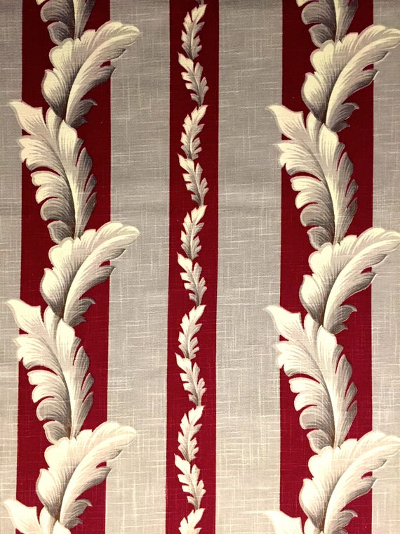Magnificent Miami Beach Art Deco Barkcloth Fabric/ Stylized Acanthus Leaves/ Cotton Yardage for Upholstery and Home Decor/ 2.9 Yards