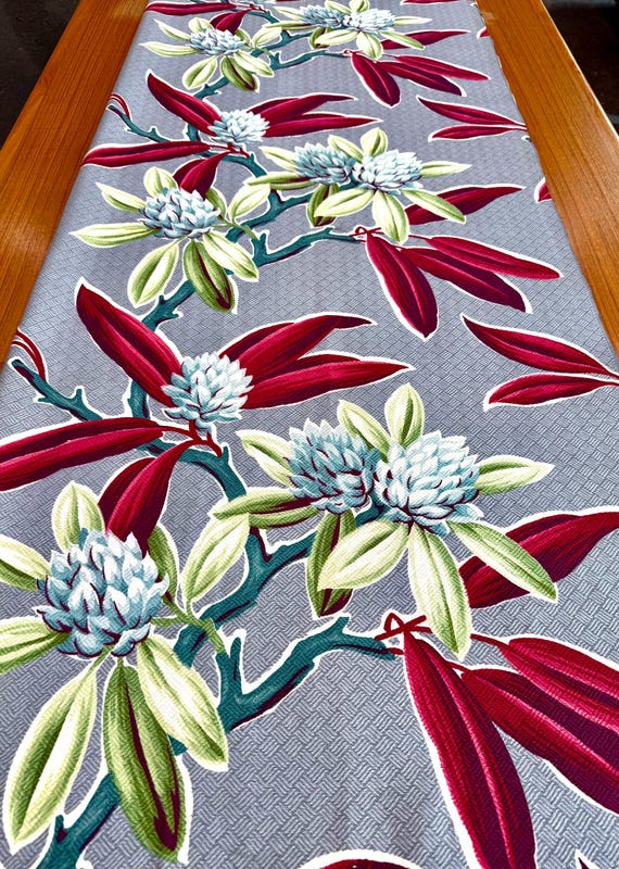 Stunning Vintage 1940s Tropical Barkcloth Fabric with an Old Miami Beach Vibe/ Cotton Yardage for Upholstery and Home Decor/48"W x 61"L