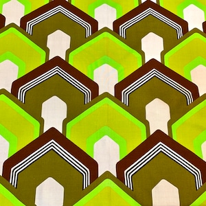 1970s Scandinavian Fabric: Groovy Op Art Design, 50"W x 37"L