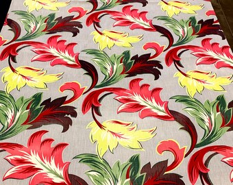 Tropischer Borkenstoff: 1940er Jahre Laubdruck, Miami Beach Chic (71cm B x 84cm)