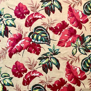 Miami Beach Chic 1930s Tropical Barkcloth Era Fabric/ Cotton Yardage for Upholstery, Drapery and Home Decor/ 34&quot; x 87&quot; 2 Panels Available