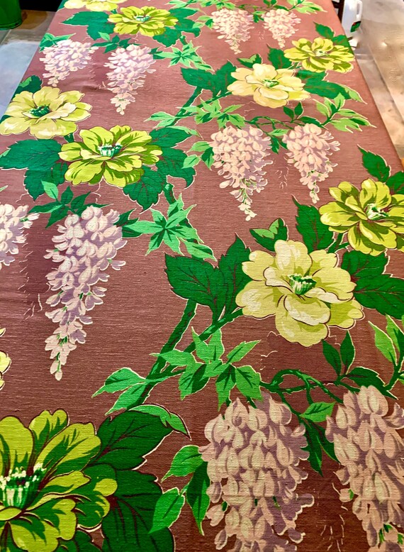 Vintage 1930s Barkcloth Fabric/ Waverly Wisteria Tree Design/Cotton Yardage for Upholstery and Home Decor/ 5 Panels Available