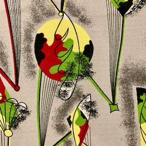 Mid Century Mod Atomic Design Barkcloth Era Fabric/ Eames Era Cotton Blend Yardage for Upholstery and Home Decor/ BTY 6 Yards Available