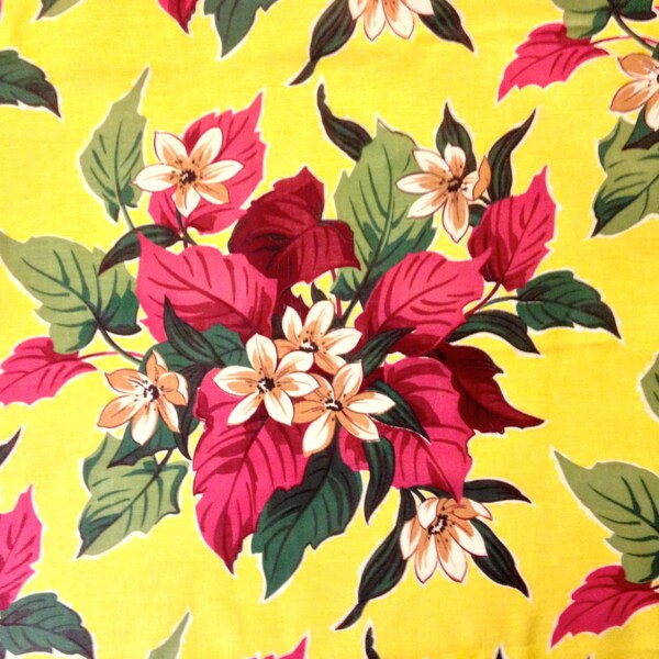HOLD FOR AMY  Fab 40s Floral Fabric in Sunny Yellow and Coral// Hollywood Glam meets Cottage Chic// New Old Stock