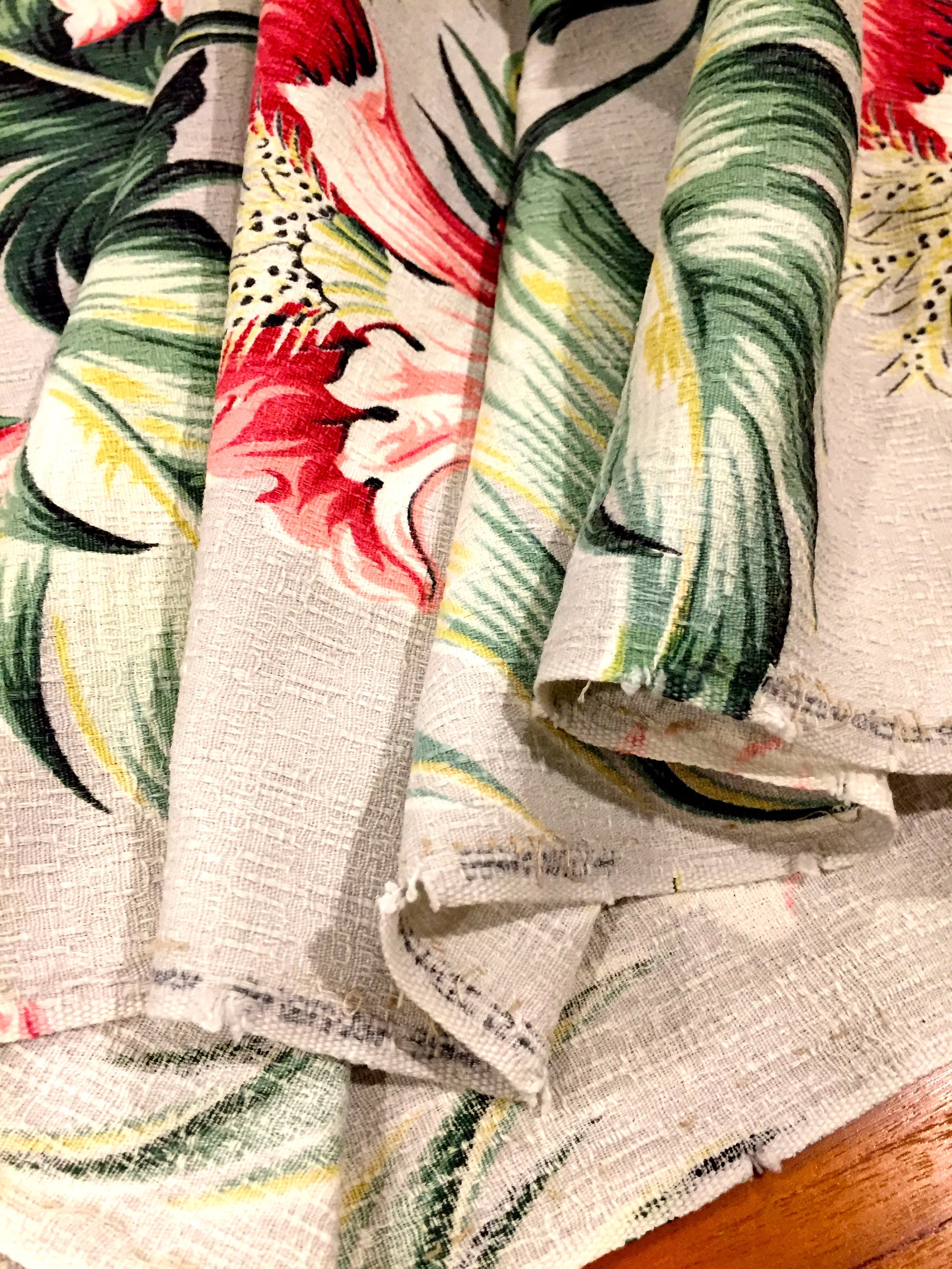 Stunning Vintage 30s Fuchsia and Green Floral Barkcloth ...