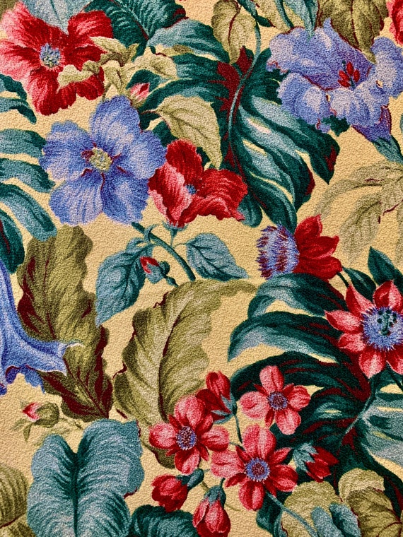 Vintage 1940s Hawaiian Chic Barkcloth Fabric/ Cotton Yardage for Upholstery and Home Decor/ 2 Very Large Panels Available