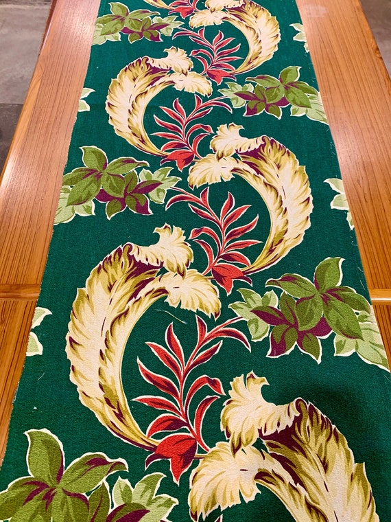 Spectacular 30s Miami Bungalow Chic Tropical Barkcloth Fabric/ Hollywood Regency Era Cotton for Upholstery and Home Decor/ 22" x 72"