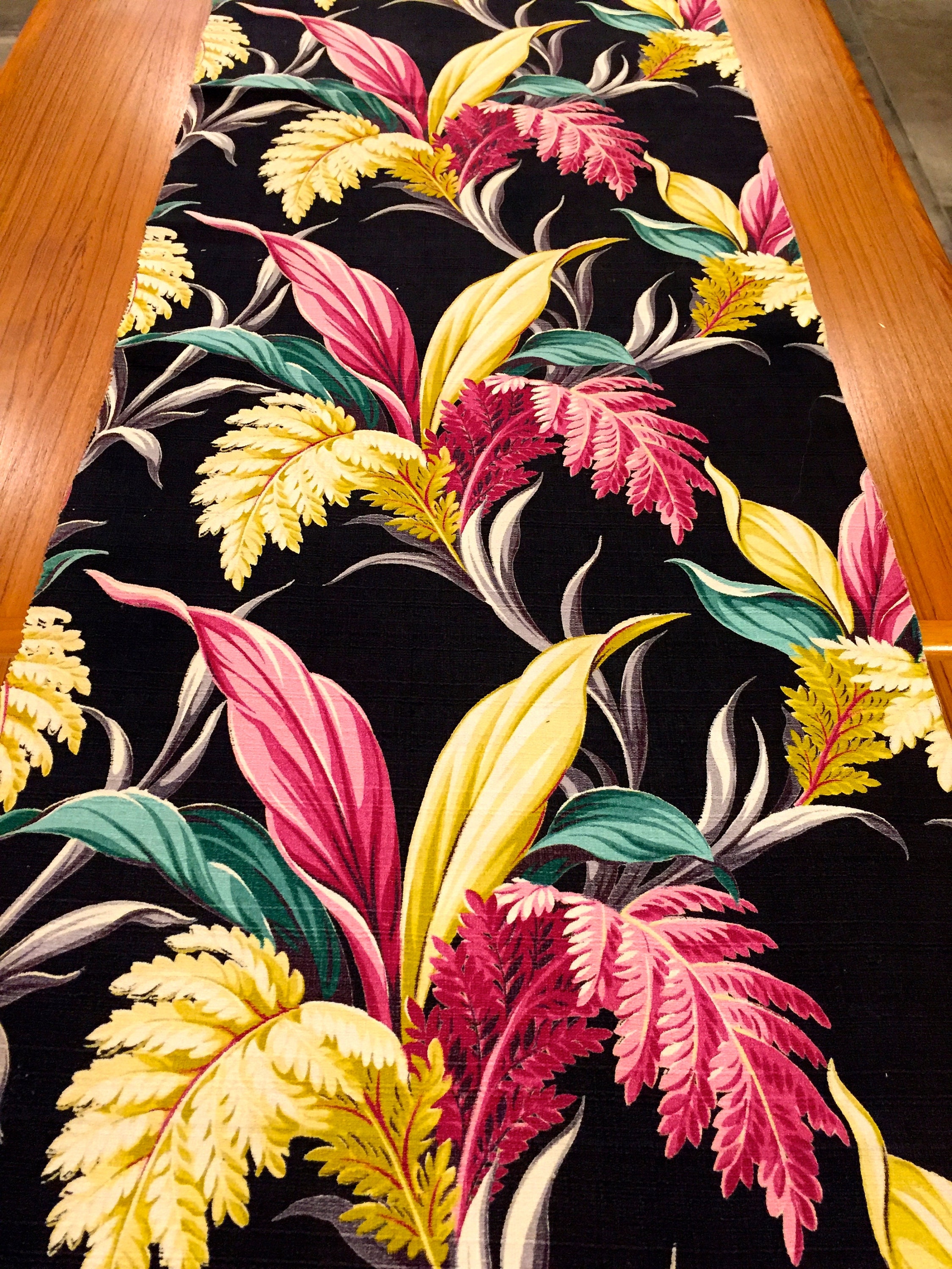 Spectacular 30s Miami Bungalow Tropical Barkcloth Fabric/ Cotton