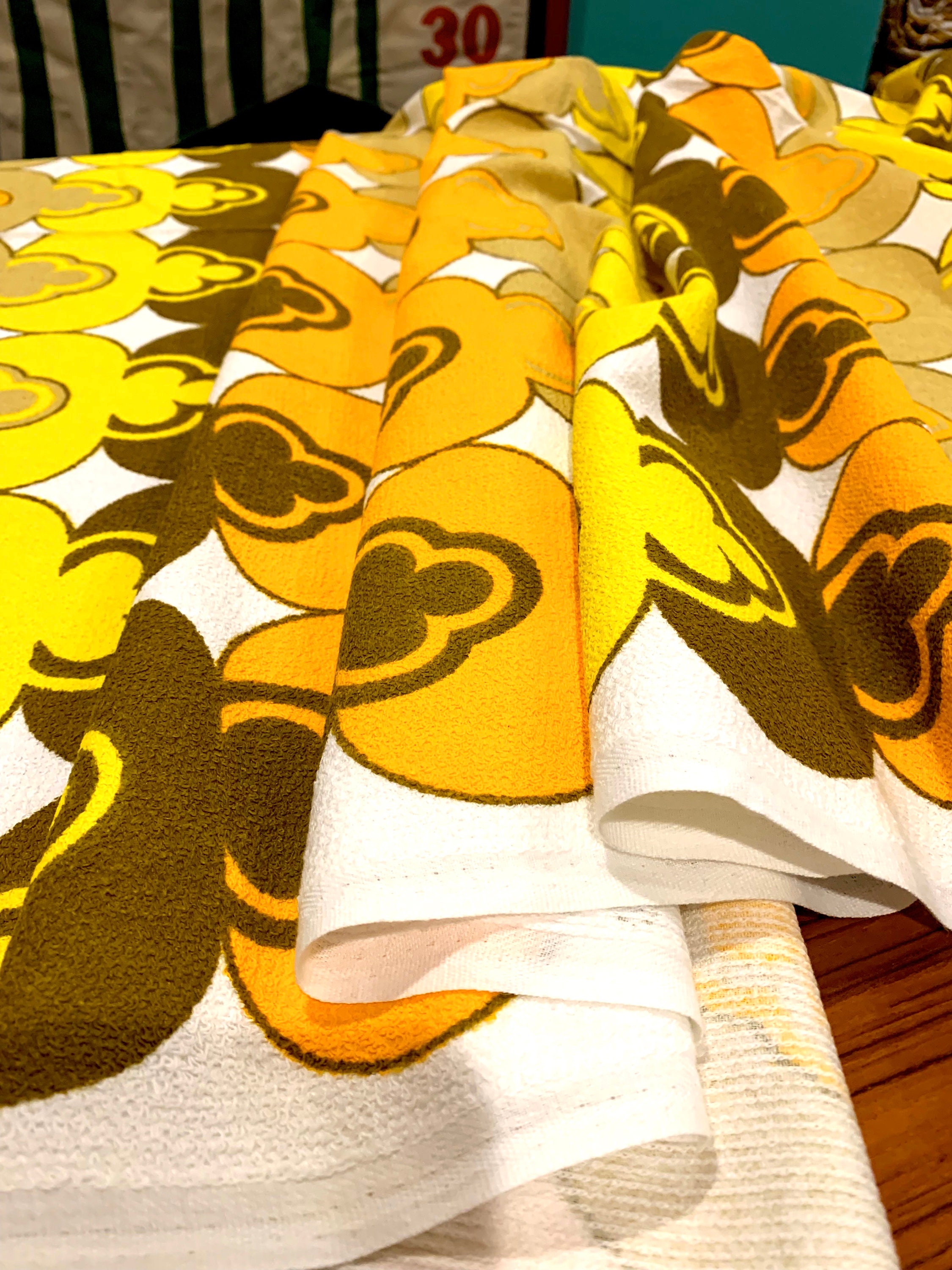 Wild Disco 70s Vintage Terry Cloth Fabric with an Op Art Flair/ Cotton