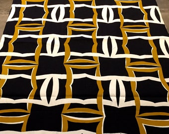 70s Op Art Cotton Fabric: Geometric Mod Print, 4 Yards