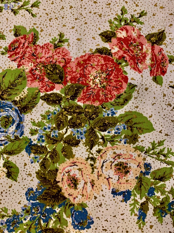 Striking 40s Hollywood Glam Floral Broadcloth Fabric/ Cotton Yardage for Upholstery and Home Decor/ BTY 5 Yards