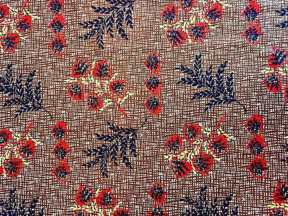 Atomic 1950s Broadcloth Fabric with a Graphic Stylized Leaf Design/ Cotton Remnant Perfect for Pillows Upholstery and Home Decor/ 47"Wx40"L