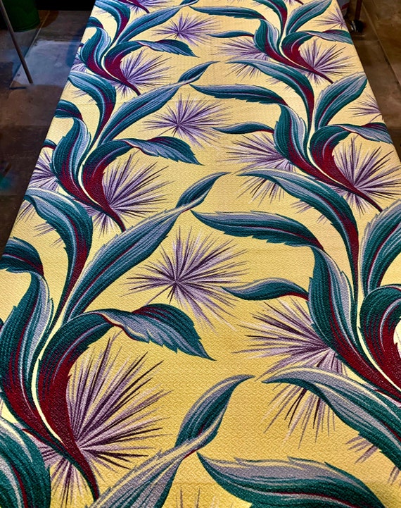 The Quintessential  1940s Hollywood Glam Tropical Barkcloth/ Cotton Yardage for Upholstery and Home Decor/ Over 2 Yards