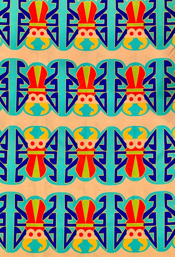 Vintage 70s Psychedelic Beetle Fabric / Acrylic Yardage for Almost Anything/ BTY 10 Yards Available