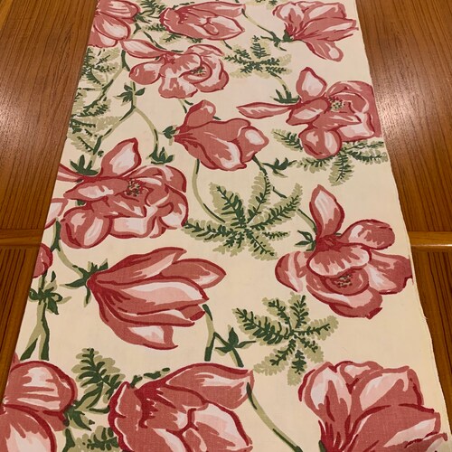 Spectacular 60s Hand Printed Floral Barkcloth/ Hawaiian Fabric for Upholstery Drapery and Home Decor/ BTY shops 11 Yards