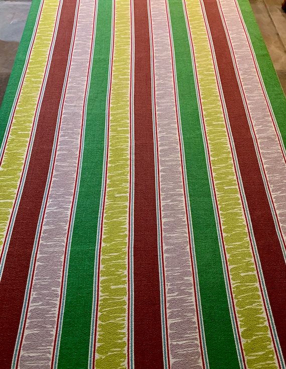 1950s Mid Century Modern Striped Barkcloth/ Cotton Yardage for Upholstery and Home Decor/ BTY 6 Yards Available