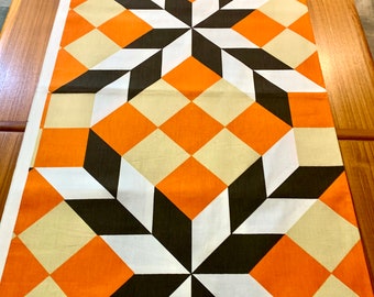 1970s Geometric Cotton Fabric: Op Art Style, MCM Upholstery Yardage