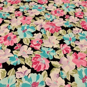 Whimsical Vintage 70s Flower Power Floral Hippie Fabric/ Cotton Yardage for Apparel or Home Decor/ BTY 5 Yds Available