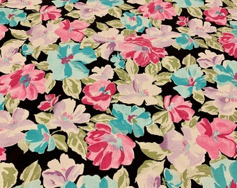 Vintage 70er Jahre Blumen Muster: Baumwolle, Flower Power Blumenmuster