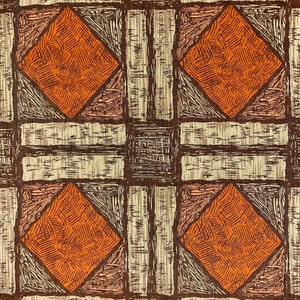 1970s Scandinavian Rayon Fabric: Abstract Geometric Upholstery, Drapery