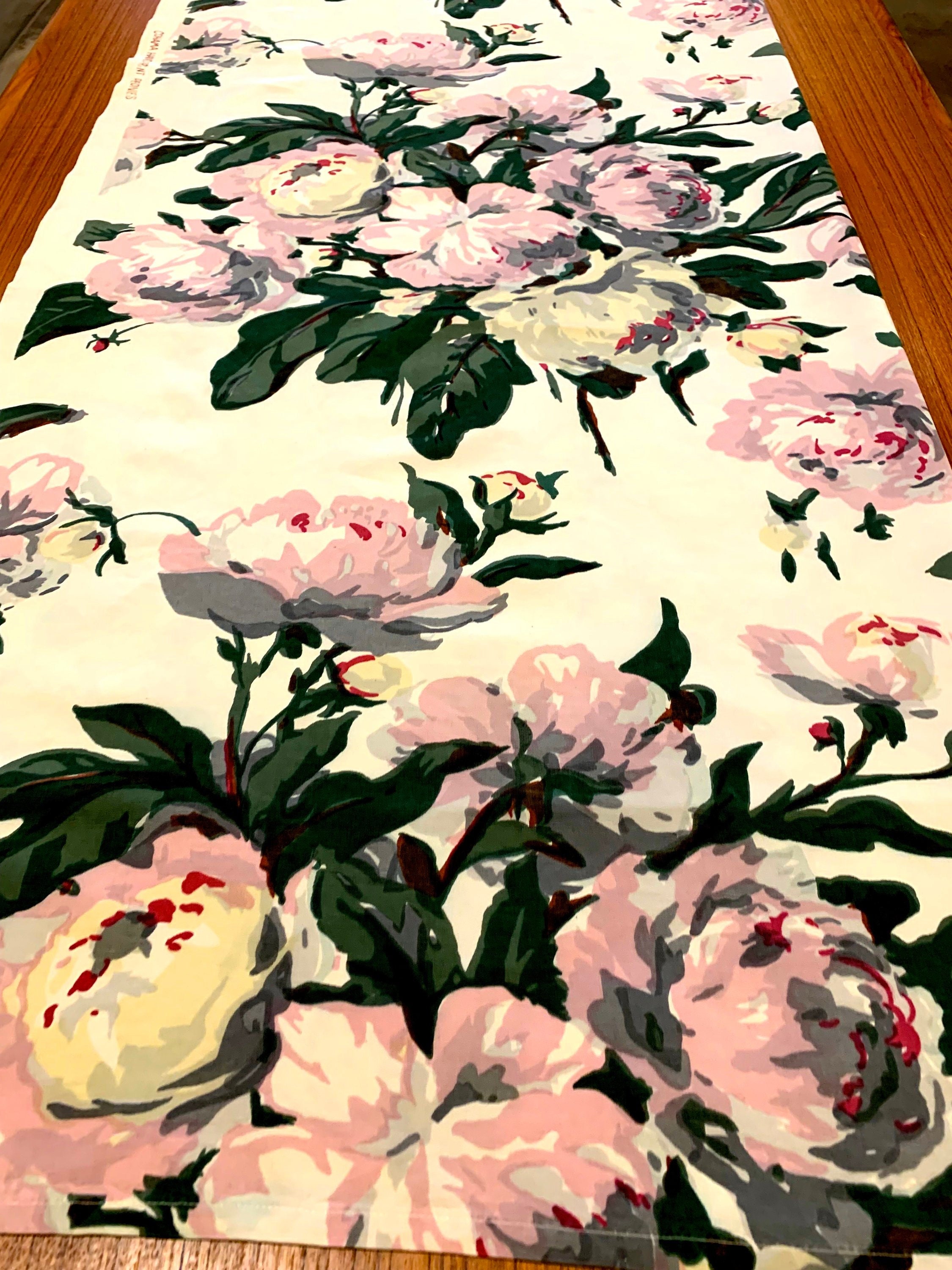 Stunning Cottage Chic Design Vintage Barkcloth Fabric Hollywood