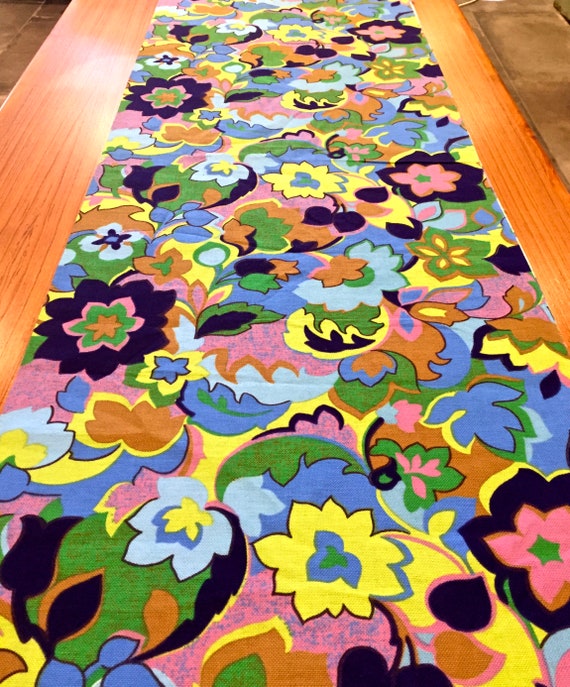 60s Flower Power Fabric with a Peter Max Vibe/ Cotton Yardage for Upholstery and Home Decor BTY 10 Yds Available