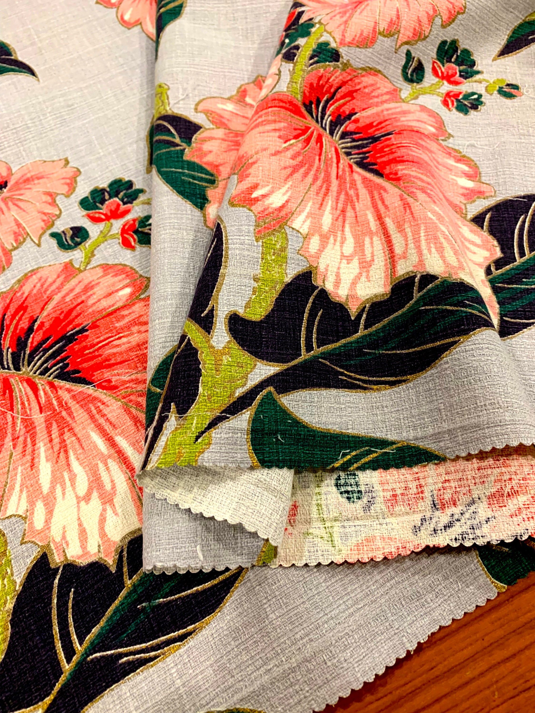 Stunning Hollywood Glam Tropical Floral Barkcloth Fabric// Fab Vintage