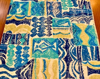 Vintage 70s Geometric Cotton Upholstery Fabric: Groovy Abstract Design