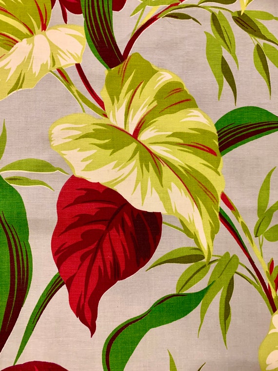 Fantastic 40s Tropical Barkcloth Era Fabric/ Cotton Yardage for Upholstery, Drapery and Home Decor/ 46" x 73"