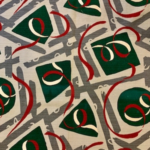 Crazy 1950s MCM Barkcloth with a Christmas Vibe/  Cotton Yardage for Home Decor and Upholstery/ 2 Panels Available