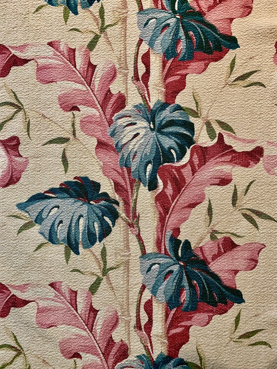 Gorgeous 1930s Miami Beach Tropical Barkcloth Fabric/ Cotton Yardage for Upholstery and Home Decor/ 2.5 Yards